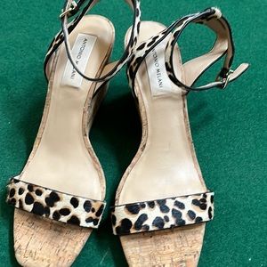 Antonio Melani wedge leopard sandals size 9